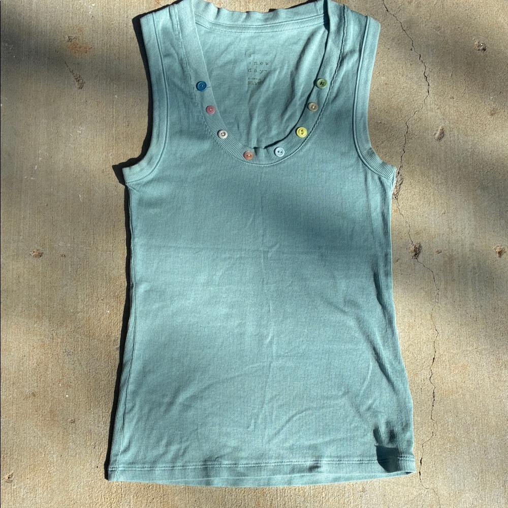 Sleeveless Tank with Pastel Button Detail